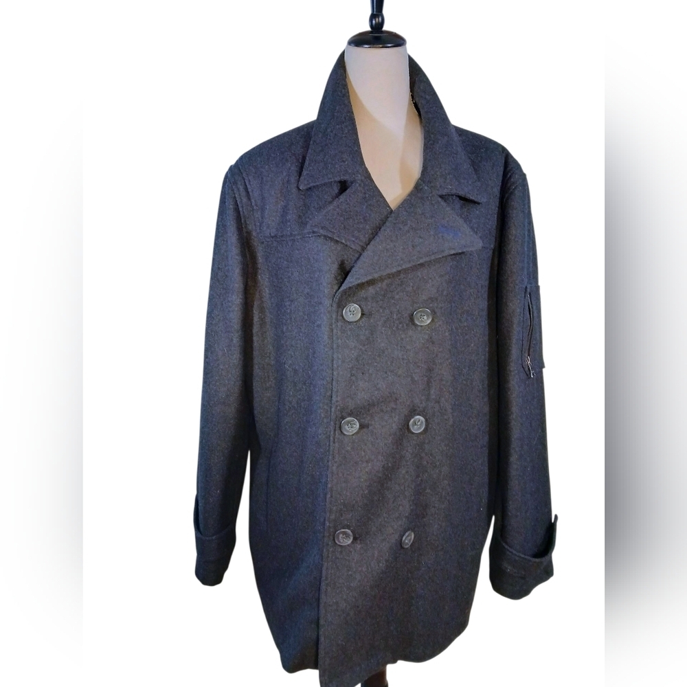 Izod Black Wool Pea Coat Size XL